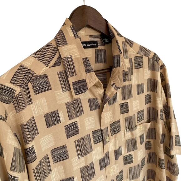 Vintage John Henry Beige and Black Button Up Shirt - Large - Picture 2 of 5